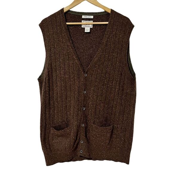 Jos. A. Bank 1905 Merino Wool Blend Sweater Vest Size L Brown Grandpa Academia - Picture 1 of 6
